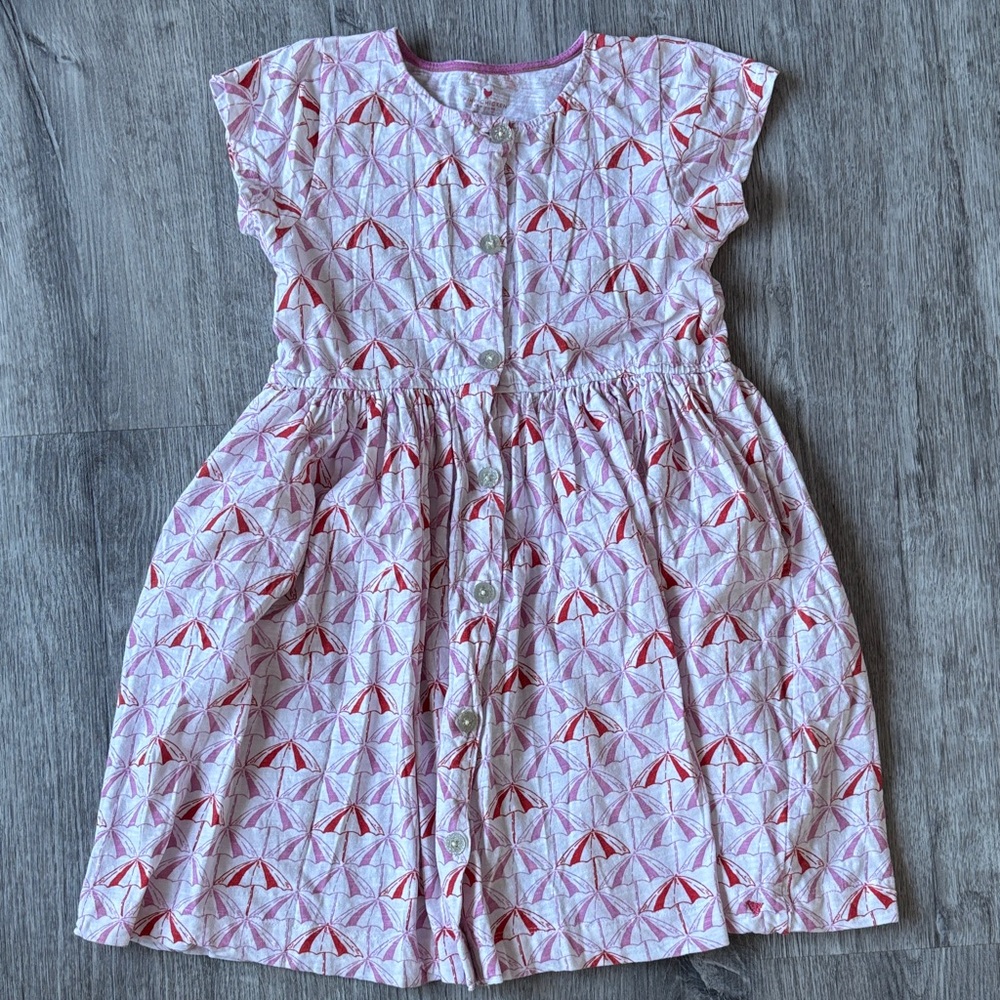 Pink Chicken Pink and Red Umbrella-Print Button Dress